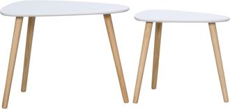 HOMCOM Side Table Set of 2 - Modern End Coffee Bedside Tables White Natural | TJ Hughes