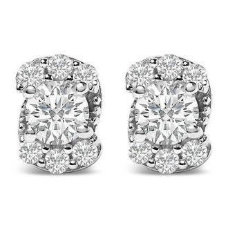 House of Brilliance Sterling Silver 1/3 Cttw Lab Grown Diamond Halo Swirl Stud Earrings at Nordstrom