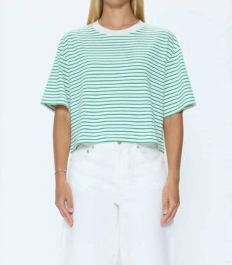Pistola Denim Mae Cropped Tee In Vert Stripe