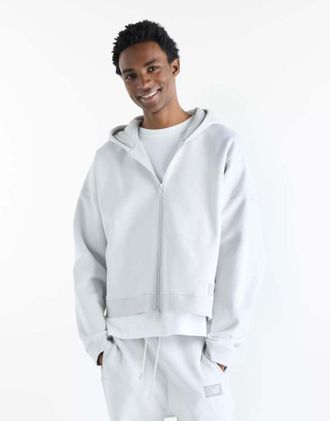 New Balance Athletics felpa in pile con zip intera grigio matter