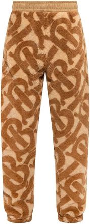 Burberry Broeken, Heren, Bruin, S, Wol, Monogram Patroon Wollen Broek
