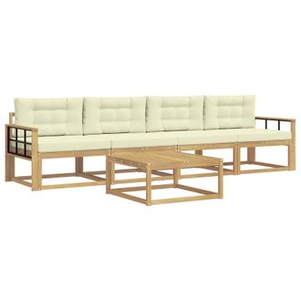 vidaXL Conjunto De Sof&aacute;s De Exterior Con Coj&iacute;n 4 Pcs Blanco Y Crema Vidaxl