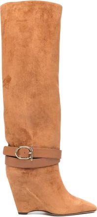 Ferragamo Stivali al ginocchio con fibbia 90mm - Marrone