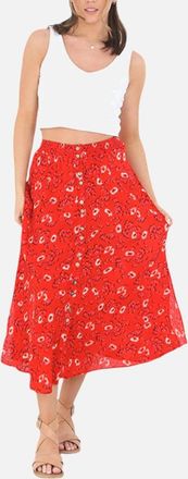 Brave Soul Womens BRAVE SOUL ZOE Womens Midi Skirts Lightweight Summer Ladies Printed Maxi Skirt - Red - Size: 14