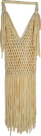 Off-white Off-White macram&eacute; hobo schoudertas van cr&egrave;mekleurig katoen
