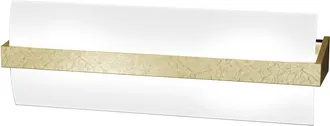 Top-Light Applique Contemporanea Wood Metallo Foglia Oro Vetro Bianco 2 Luci E27 L40cm