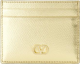Valentino Garavani VLogo Kaarthouder - Dames - Portefeuilles - Geel - ONE Size - Leer - Accessoires