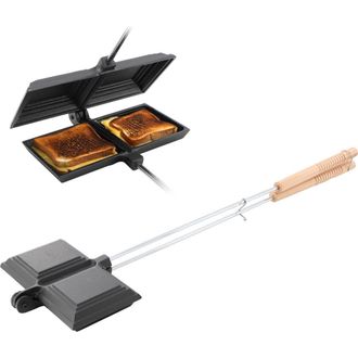 MegaChef 8.26 Inch Cast Iron Pie Iron Outdoor/Camping Cookware with Long Handle in Black at Nordstrom