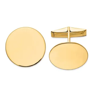 Diamond2Deal 14K Yellow Gold Circular Polished Mens Cuff Links
