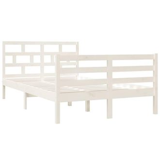 Berkfield Home Beautiful Bed Frame White 120x190 cm Small Double Solid Wood