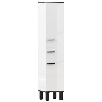 OEM Armario Alto De Ba&ntilde;o Con Caj&oacute;n 2 Puertas Y Estantes Ajustable Mueble Auxiliar De Ba&ntilde;o Anti-vuelco 34x32x170 Cm Blanco