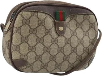 Gucci Pre-owned Vintage GG Shoulder Bag - Dames - Vintage Schoudertas - Beige - ONE Size - Leer - Vintage
