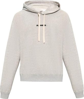 Jil Sander Hoodie met logo-print - Heren - Hoodies - Grijs - L - Wol - Hoodies & sweatvesten