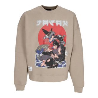 Alpha Industries Japan Warrior Crewneck - Heren - Sweatshirts - Beige - M - Katoen - Hoodies & sweatvesten