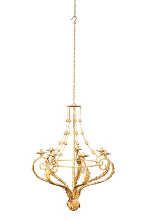 Biscottini International Candelabro De Hierro Forjado Con Acabado En Crema Envejecido