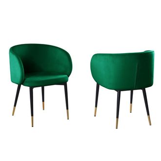 Best Master Furniture Hemingway Velvet Upholstered Side Chair in Green