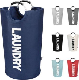 OEM Cesto De Ropa Grande, Bolsa De Lavander&iacute;a Plegable Con Asa, Capacidad De 90 Litros, Color Blanco Roto, 79 Cm X 38 Cm