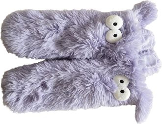 Generic Cozy Socks, Womens Winter Warm Fuzzy Non-Slip Slipper Socks with Cute Big Eyes, Plush Lined Soft Cosy Slipper Socks for Cold Weather Home Lounge, For 