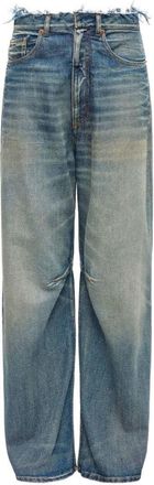 Maison Margiela High-Waisted Wide Leg Jeans With Frayed Waistband