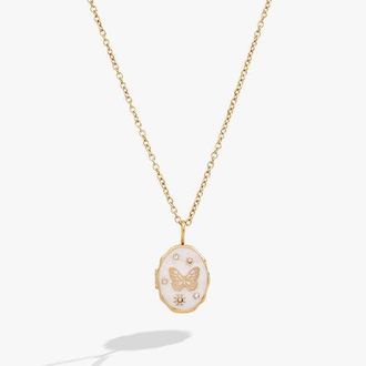 Alex and Ani Filigree Butterfly Locket Pendant Necklace in Gold at Nordstrom