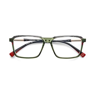 Etnia Barcelona Santa Rosa Translucent Olive Green Rectangular Frame Eyeglasses with Textured Temples