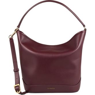 Sandro Leather bucket bag TANGOSO in Bordeaux at Nordstrom, Size Medium