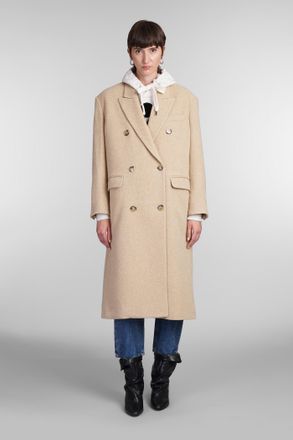 Isabel Marant Lexana Coat In Beige Wool