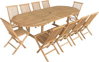 Happy Garden Happy Garden - Muebles De Jard&iacute;n De Teca Lombok Mesa Extensible Ovalada 10 Plazas