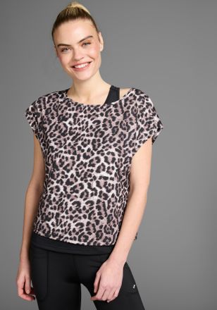 FAYN SPORTS Funktionsshirt FAYN SPORTS, Damen, Gr. 52/54, schwarz (aop animal_schwarz), Single Jersey, Obermaterial: 92% Polyester, 8% Elasthan, bedruckt, bequem,