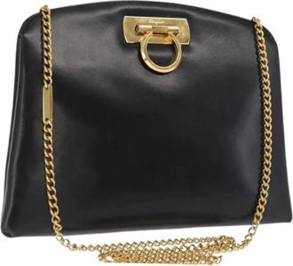 Ferragamo Pre-owned Leather Crossbody Tas - Dames - Vintage Schoudertas - Zwart - ONE Size - Leer - Vintage