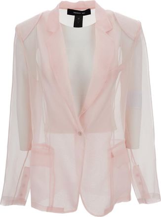 Federica Tosi Transparent Organza Silk Blazer with Snap Closure