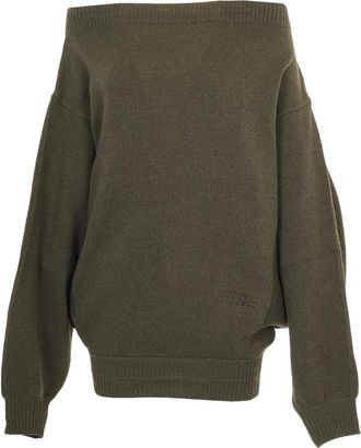 Maison Margiela Mini Jurk - Dames - Lange truien - Groen - S - Wol - Truien & Vesten