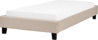 Beliani Beliani - Cama Individual Tapizada Beige 90 X 200 Cm Con Somier Sin Cabecero Roanne