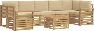vidaXL Conjunto De Sof&aacute;s De Exterior 8 Uds. Y Beige Poli&eacute;ster Vidaxl