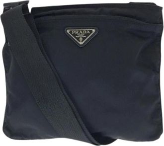 Prada Pre-owned Nylon Tessuto Triangle Logo Schoudertas - Dames - Vintage Schoudertas - Zwart - ONE Size - Nylon - Vintage