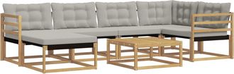 vidaXL Conjunto De Sof&aacute;s De Exterior 7 Uds. Blanco Y Gris Claro Vidaxl