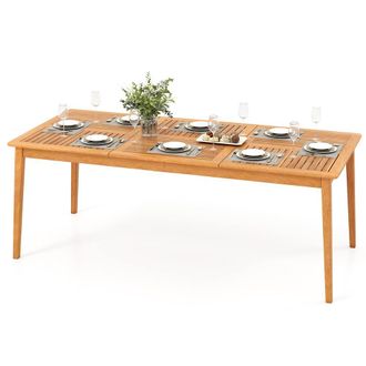 Costway Costway 8-Person Outdoor Acacia Wood Dining Table 80 Rectangular Patio Table in Natural