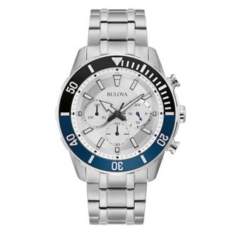 Bulova Chronograph Quartz Silver Dial Mens Watch 98A257