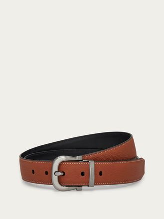 Ferragamo Men Reversible and adjustable Gancini belt Brown