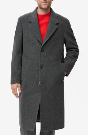 Mango Long Wool Blend Coat in Grey at Nordstrom, Size Large