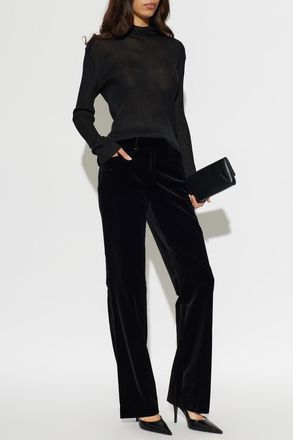 Balmain Ribbed Mock Neck Top, Womens, Black