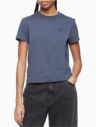 Calvin Klein Womens Archive Logo T-Shirt - Blue - XS