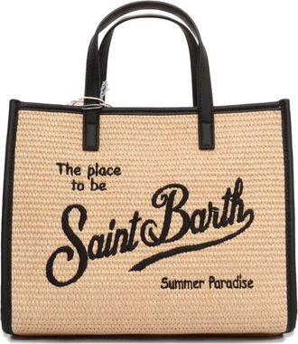 MC2 Saint Barth Vivian midi-shopper met borduurwerk - Beige