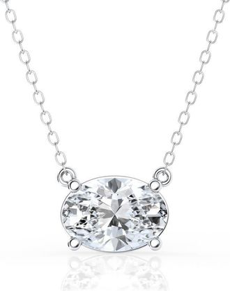 Grown Brilliance 2 Carat Oval Lab Grown Diamond Pendant Necklace in Sterling Silver