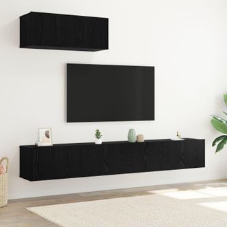 Berkfield Home 3 Piece TV Cabinet Set Wall-mounted Black Oak Engineered Wood