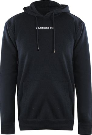Moschino Mens Love Plain Logo Black Hoodie Cotton - Size X-Large