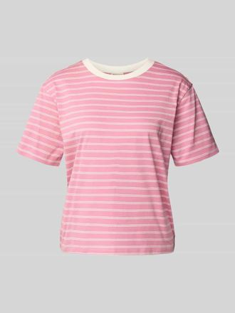 Tom Tailor Denim Boxy Fit T-Shirt aus reiner Baumwolle in Pink, Gr&ouml;&szlig;e XS