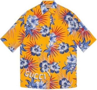 Gucci (WMNS) Gucci Wild Flower Print Viscose Shirt Yellow 690720-ZAI5S-7637