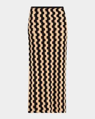 Zankov Marshall Zigzag Open-Knit Midi Skirt