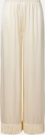 D&ocirc;en D&ocirc;en Lavon fringed silk satin wide-leg pants